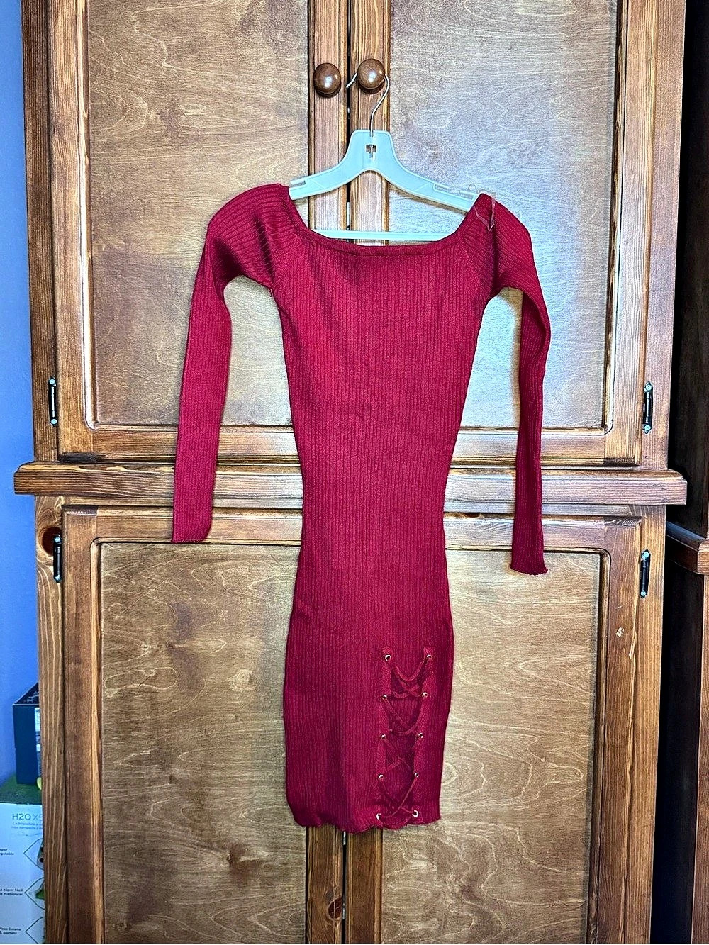 Joy West Ribbed Mini Dress in Red Size Small NWT